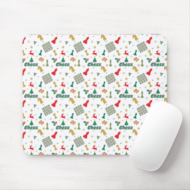 Christmas Chess - Pieces, Tree, Holly, Reindeer Mouse Mat (With Mouse)