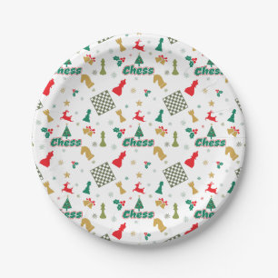 Christmas Chess - Pieces, Tree, Holly, Reindeer Paper Plate