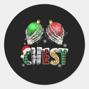 Christmas Chest Nuts Chestnuts Xmas Couple Matchin Classic Round Sticker