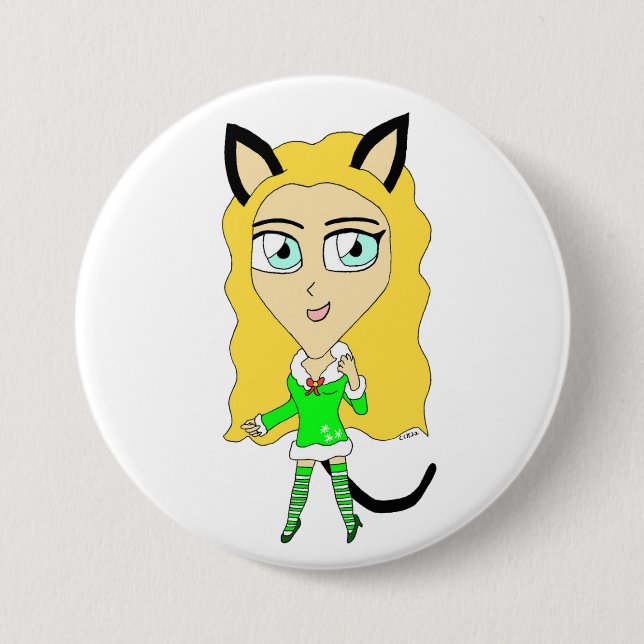 Christmas chibi    7.5 cm round badge (Front)