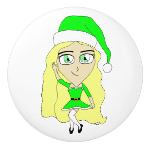 Christmas chibi    ceramic knob