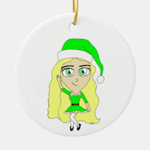 Christmas chibi  ceramic tree decoration