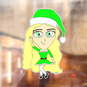 Christmas chibi  window cling