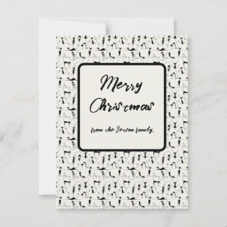 Christmas Chic Black Cream Cat Family Holiday Card