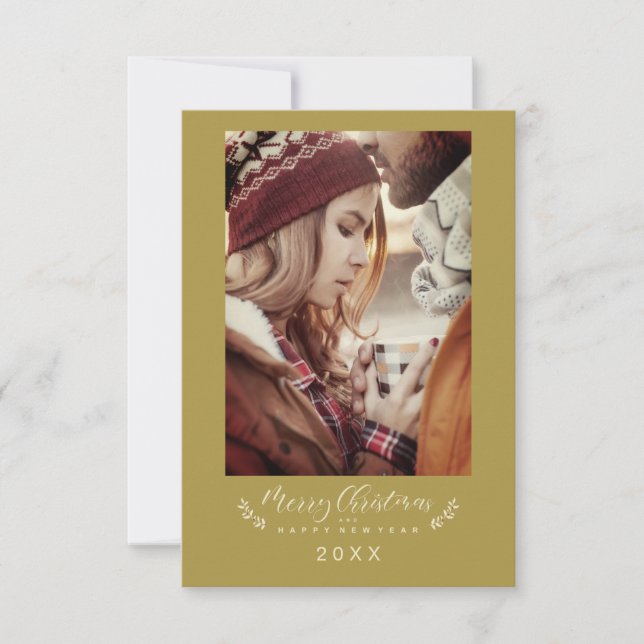 Christmas Chic Modern Calligraphy Custom Photo Card (Front)