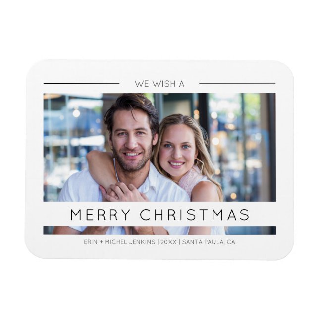 Christmas Chic Modern Typography Custom Photo Magnet (Horizontal)