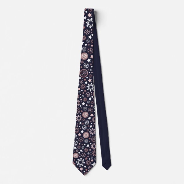 Christmas chic pink gold luxurious snowflake tie (Front)