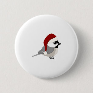 Christmas Chickadee 6 Cm Round Badge