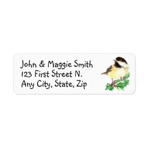 Christmas Chickadee Address Name Label Customise
