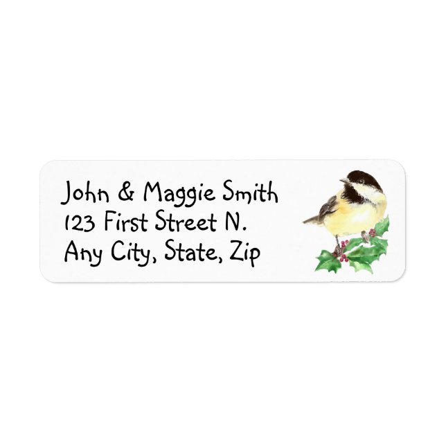 Christmas Chickadee Address Name Label Customise (Front)