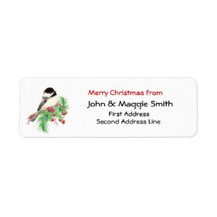 Christmas Chickadee Address Name Label Customise