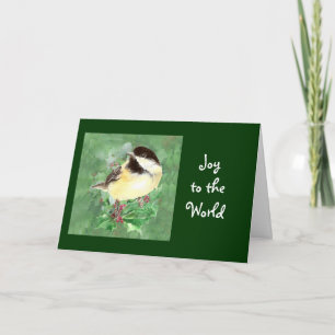 Christmas Chickadee Bird & Holly Bible Scripture Holiday Card