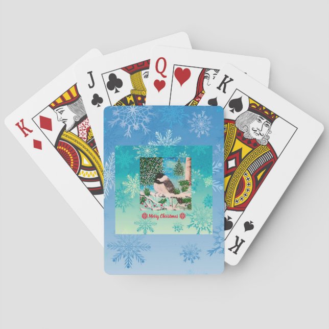 Christmas Chickadee Chatter  Playing Cards (Back)