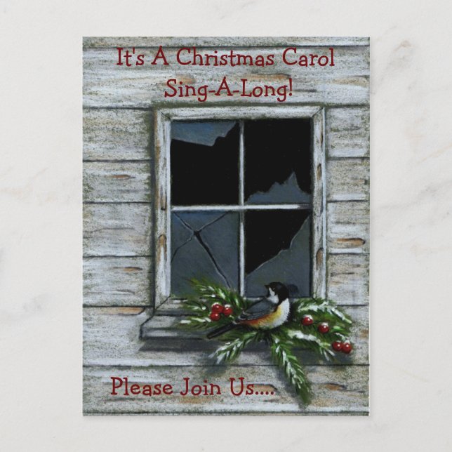 CHRISTMAS: CHICKADEE: INVITATION POSTCARD (Front)