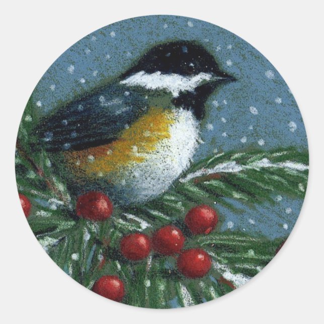 CHRISTMAS: CHICKADEE: STICKERS (Front)