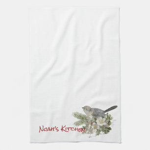 Christmas Chickadee Tea Kitchen Towel