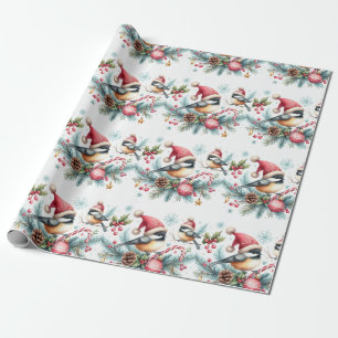 Christmas Chickadee Wrapping Paper