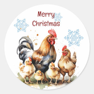Christmas Chicken Bird Farm  Family Customise  Classic Round Sticker