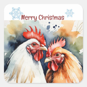 Christmas Chicken Bird Farm  Family Customise  Square Sticker