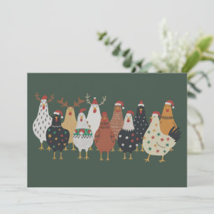 Christmas Chicken Farm Lights Animal Lovers Gift Holiday Card