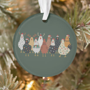 Christmas Chicken Farm Lights Animal Lovers Gift Ornament