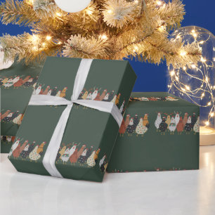 Christmas Chicken Farm Lights Animal Lovers Gift Wrapping Paper