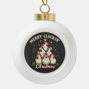 Christmas Chicken Farm Lover Funny Holiday Ceramic Ball Christmas Ornament