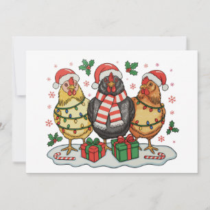 Christmas Chicken Farm Xmas Lights Family Holiday Card