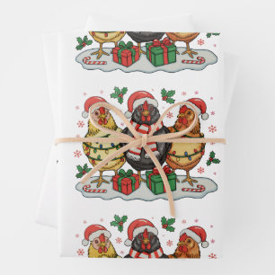 Christmas Chicken Farm Xmas Lights Family Holiday Wrapping Paper Sheet