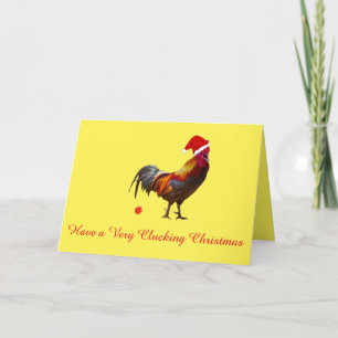 Christmas Chicken Fun Santa Hat Greeting Card