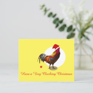 Christmas Chicken Fun Santa Hat Yellow Holiday Pos Postcard
