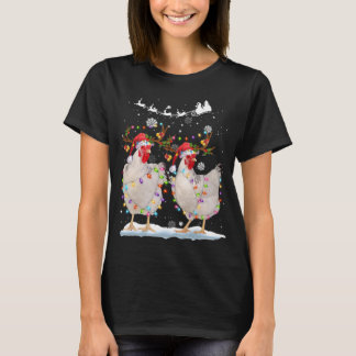 Christmas Chicken Hen Tree Lights Xmas Funny Chick T-Shirt