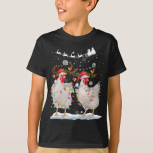 Christmas Chicken Hen Tree Lights Xmas Funny Chick T-Shirt