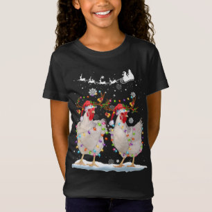 Christmas Chicken Hen Tree Lights Xmas Funny Chick T-Shirt