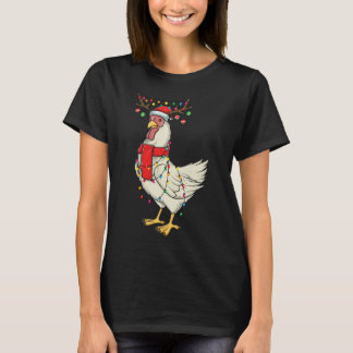 Christmas Chicken Holiday Lights With Antlers And  T-Shirt