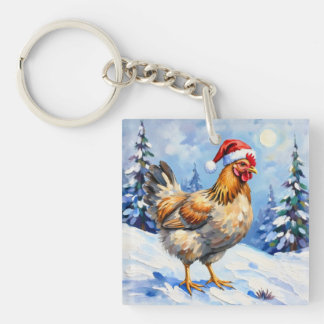 Christmas Chicken Key Ring