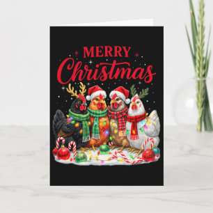 Christmas Chicken Lights Santa Xmas Farm Animal Ho Card