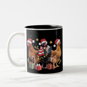 Christmas Chicken Lover Gift Chickens Holiday Farm Two-Tone Coffee Mug