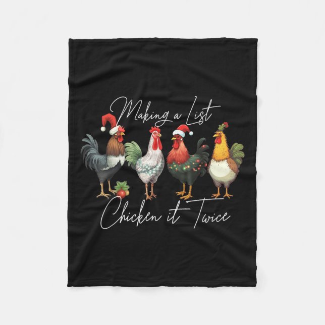 Christmas Chicken Lover Xmas Santa Hat Funny Farm  Fleece Blanket (Front)