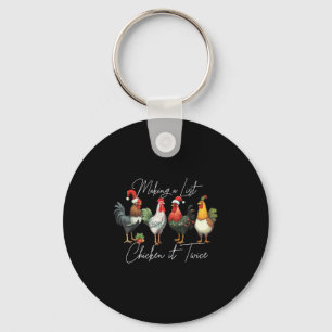 Christmas Chicken Lover Xmas Santa Hat Funny Farm  Key Ring