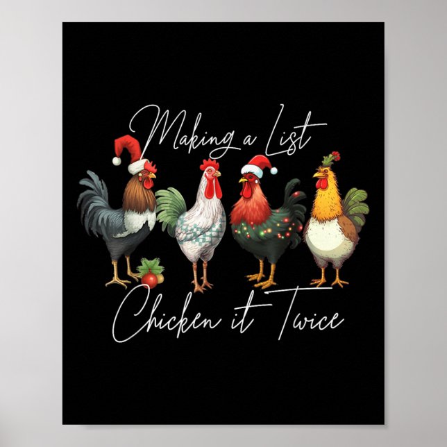 Christmas Chicken Lover Xmas Santa Hat Funny Farm  Poster (Front)