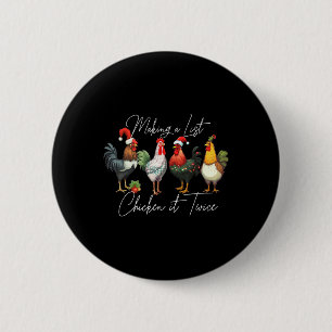 Christmas Chicken Lover Xmas Santa Hat Light Funny 6 Cm Round Badge