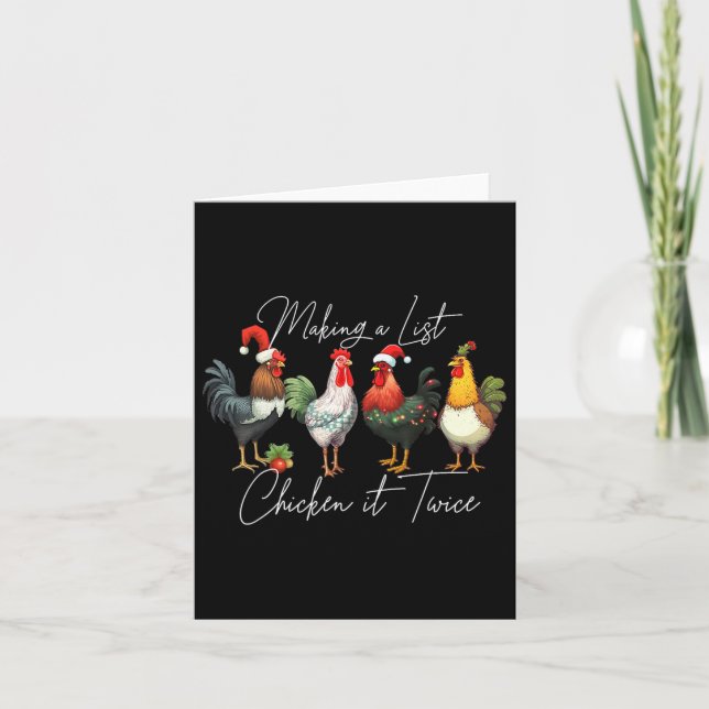 Christmas Chicken Lover Xmas Santa Hat Light Funny Card (Front)