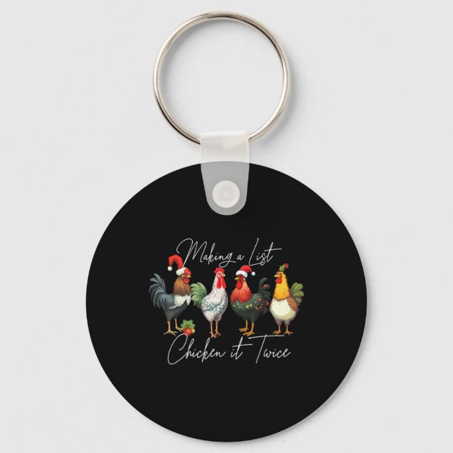 Christmas Chicken Lover Xmas Santa Hat Light Funny Key Ring (Front)
