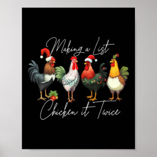 Christmas Chicken Lover Xmas Santa Hat Light Funny Poster