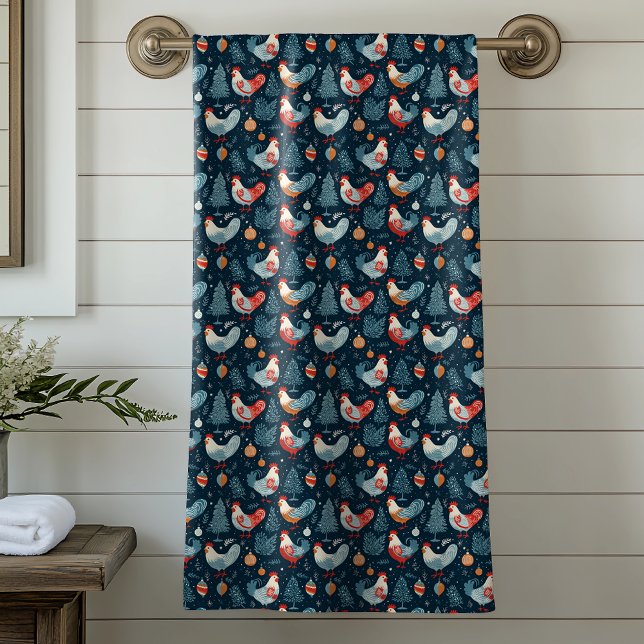 Christmas Chicken Pattern  Bath Towel Set (Creator Uploaded)