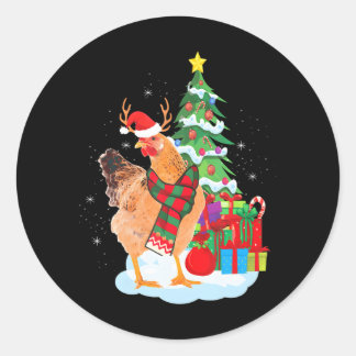 Christmas Chicken Santa Funny Farm Animals Classic Round Sticker