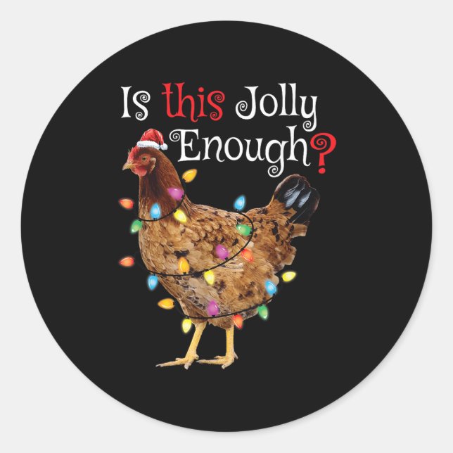 Christmas Chicken Shirt Women Men Kids Funny Santa Classic Round Sticker (Front)