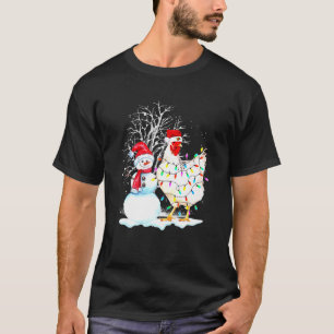 Christmas Chicken Snowman Hen Lights Xmas Chicken T-Shirt