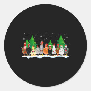 Christmas Chicken Squad Cute Chicken Farm Animals Classic Round Sticker